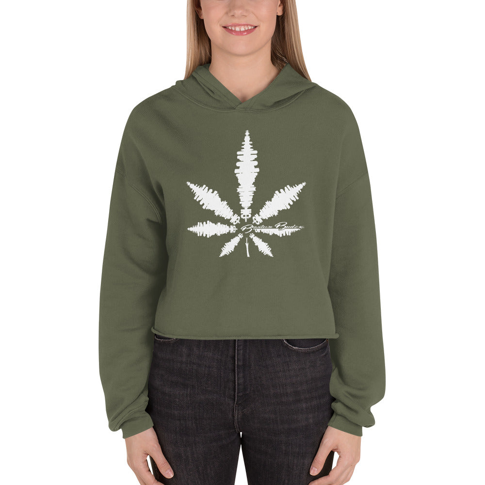 Beantown City Pot Leaf Crop Hoodie