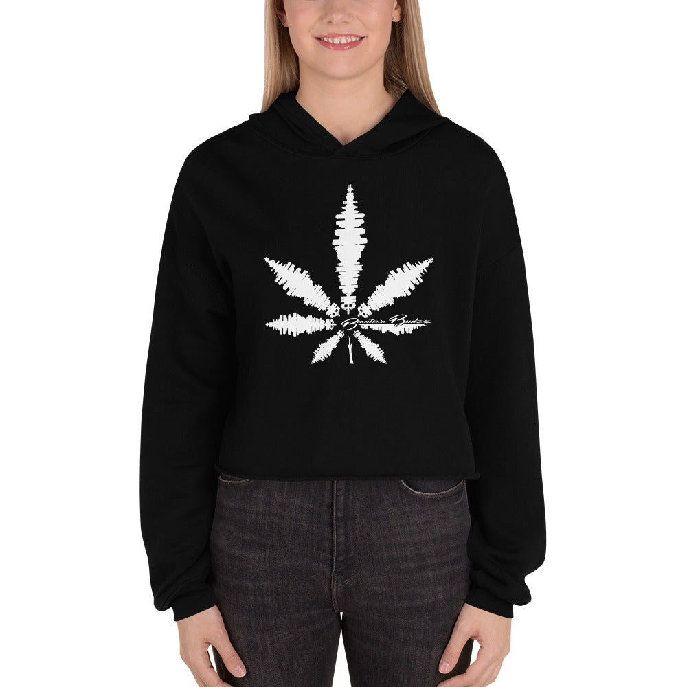 Beantown City Pot Leaf Crop Hoodie