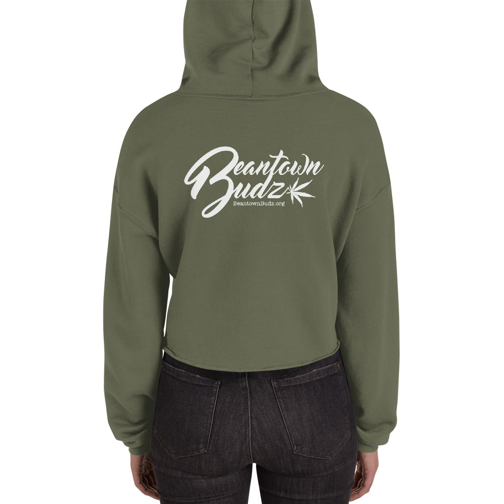 Beantown City Pot Leaf Crop Hoodie